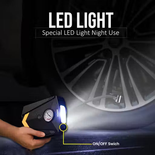 150 PSI Portable Tyre Inflator Pump with LED Light – Fast Air Compressor for Car, Bike & Ball