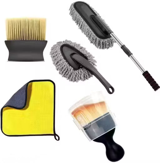 9-Piece Premium Car Cleaning Kit – Super Microfiber Car Duster Set with Vacuum Cleaner, Crystal Coating Spray, AC Vent Brush & Cleaning Gloves for Interior & Exterior Cleaning